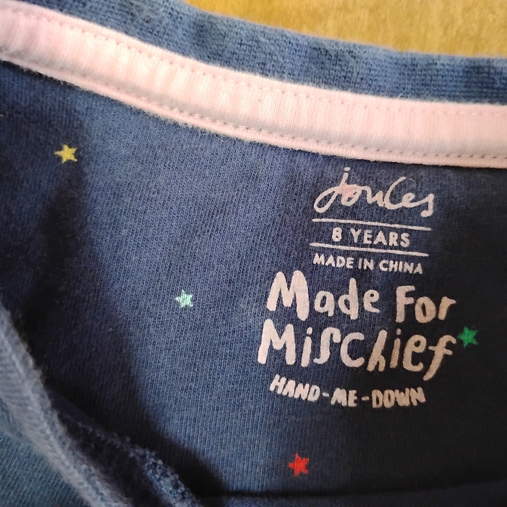 Joules Navy Blue Bunny on Skateboard Kids Top - Picture 3 of 5